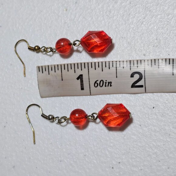 Vintage Red Beaded Drop Earrings Statement Retro Classic Fashion Jewelry Women - Picture 3 of 3